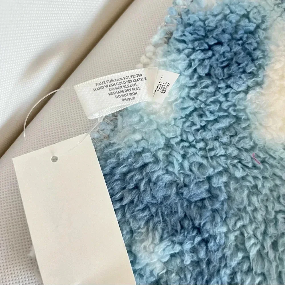 Jenni Fleece Sherpa Scarf Blue/White Tie Dye Print